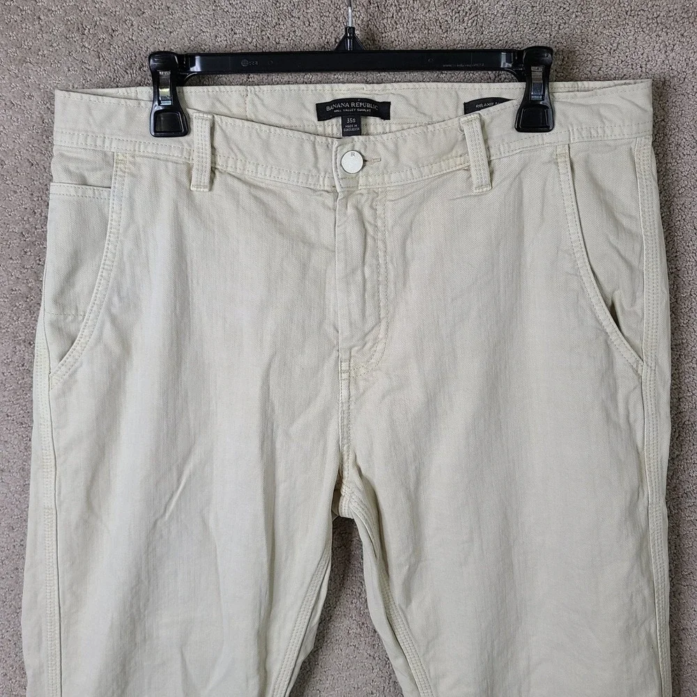 Banana Republic Pants Mens 35S Beige Relaxed Tapered Fit Cotton Casual Chino